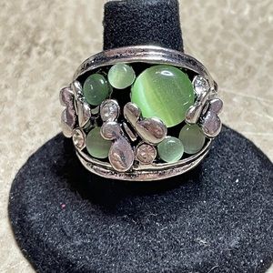 Green Moonstone Butterfly Ring